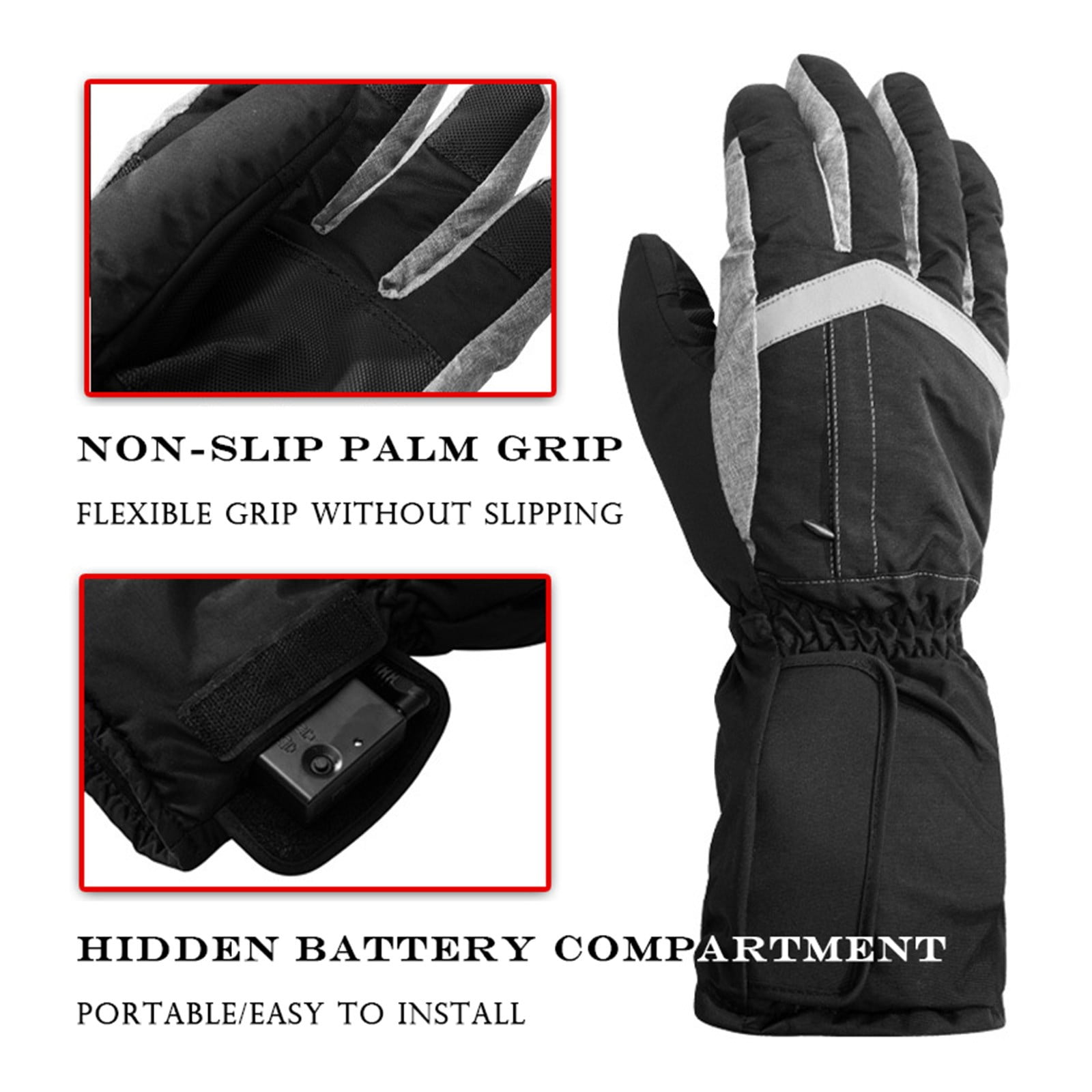 ZUKMRJPC Heated Gloves for Men Windproof Waterproof Rechargeable Heated Gloves Winter for Outdoor Working Hiking Motorcycling Cycling Skiing