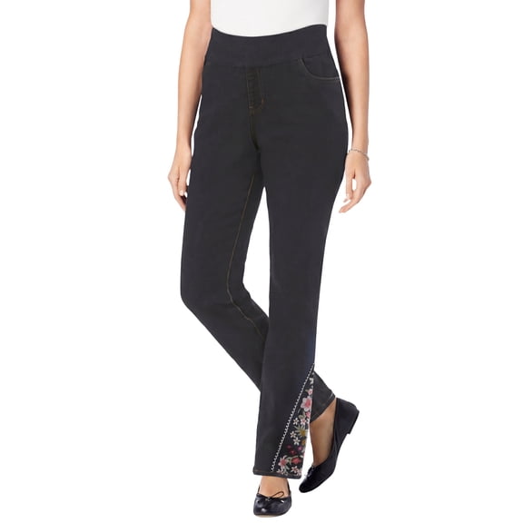 Woman Within Plus Size Flex Pull-On Straight-Leg Gap-Free Stretch Denim Jeans