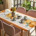 thumbnail image 3 of Thanksgiving Fall Table Cloths for 5 Foot Rectangle Tables, Orange White Pumpkin Eucalyptus Leaves Patio Waterproof Elastic Fitted Tablecloths, Washable Rectangular Table Cover for Camping, 3 of 8