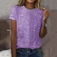 thumbnail image 2 of Erwazi Womens Sparkle T-Shirt Sequins Casual Crew Neck Short Sleeve Blouse Party Shirt Club Outfits Tops, 2 of 6