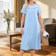 thumbnail image 6 of Akafmk Tshirt Nightgowns for Women Cottons Pajamas Dress Crew Neck Short Sleeve Nightshirts Solid Below-the-Knee Sleepwear Nightdress, Sizes L, 6 of 6