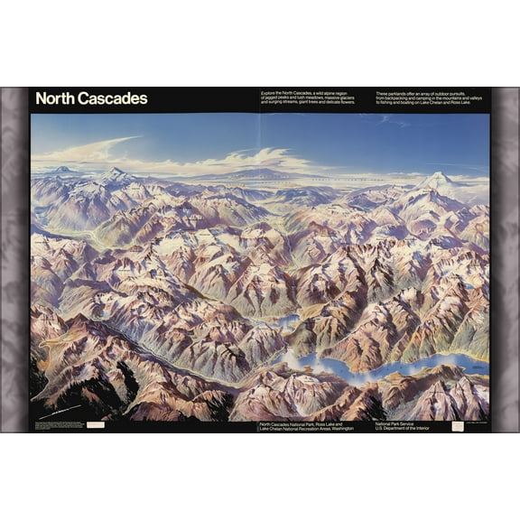 24"x36" Gallery Poster, map of North Cascades National Park 1986