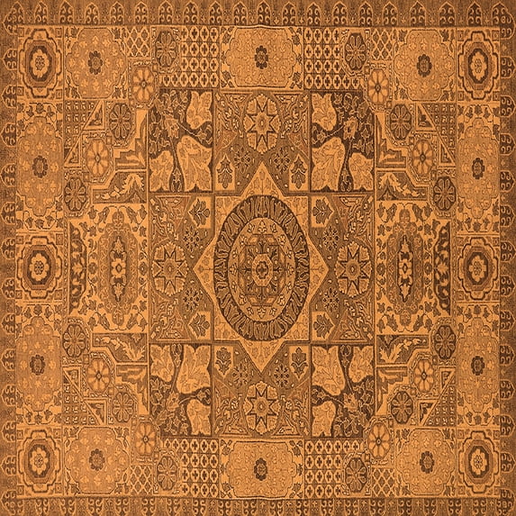 Ahgly Company Indoor Square Oriental Orange Industrial Area Rugs, 3' Square