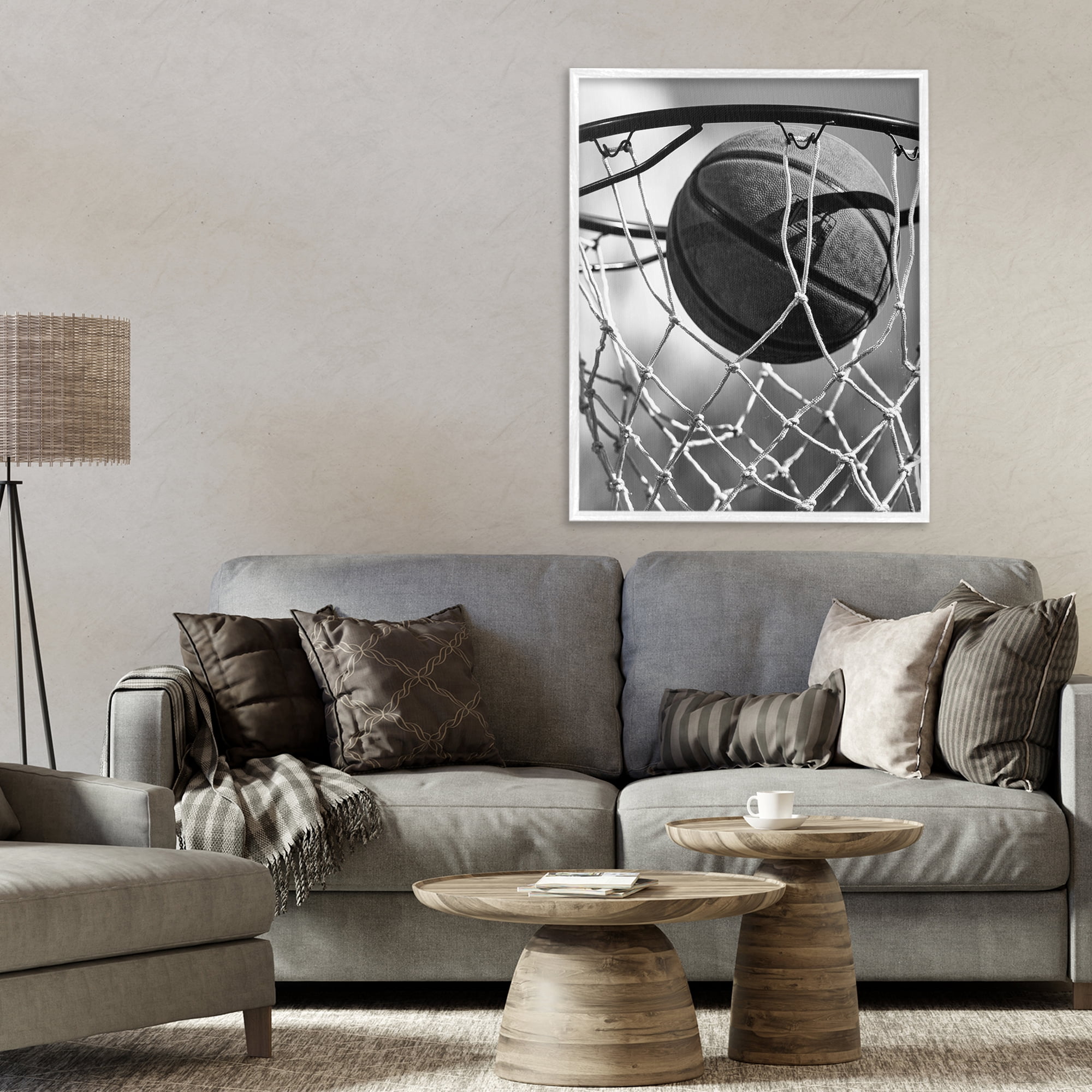 Stupell Industries Winning Basket Shot White Framed Giclee Art, design by Marcus Prime