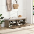 thumbnail image 2 of Modern Shoe Storage Bench, Entryway Shoe Bench with Cushion Seat, Hallway Bench With Shoe Storage Cabinet, Free Standing Hidden Shoes Organizer 49" Lx15" Wx18" H, 2 of 9