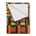 thumbnail image 2 of Kente Pattern Soft Flannel Fleece Throw Blanket, Stripes Triangles and Zigzags Uganda Zimbabwe Nigeria Graphic, Cozy Plush for Indoor and Outdoor Use, 60" x 80", Multicolor, by Ambesonne, 2 of 5