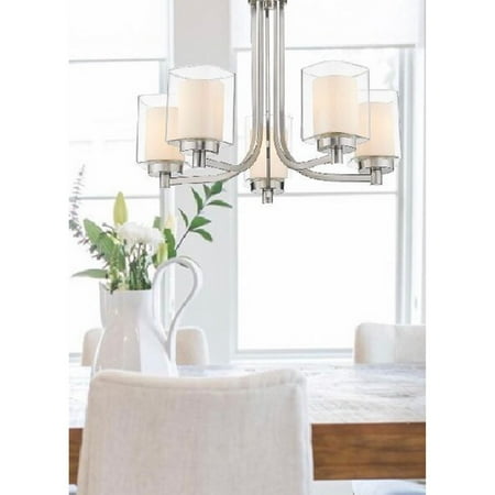 CFC Lighting Modern Satin Nickel Chandelier for Dining or Table Double Glass