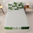 thumbnail image 4 of Castle Fairy Mallard Duck Deer Zipper Twin Comforter Sets with Fitted Sheet and 2 Pillowcases,Vintage Camo Geometric Plaid Zipper Bedding Set,Moss Brown Cream,Grey Reversible,4-Piece, 4 of 6