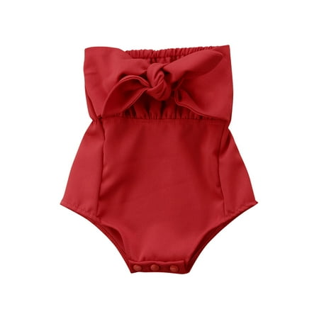 

Jxzom Toddler Baby Girl Christmas Romper with Bowknot Off Shoulder One-Piece Princess Bodysuit Dress