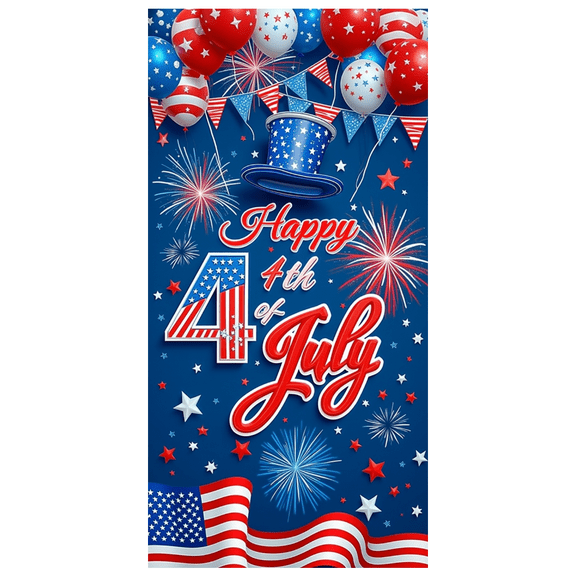 Patriotic Design Happy 4th of July Banner American Flag Fireworks Decoration for Independence Day Party Celebration Event