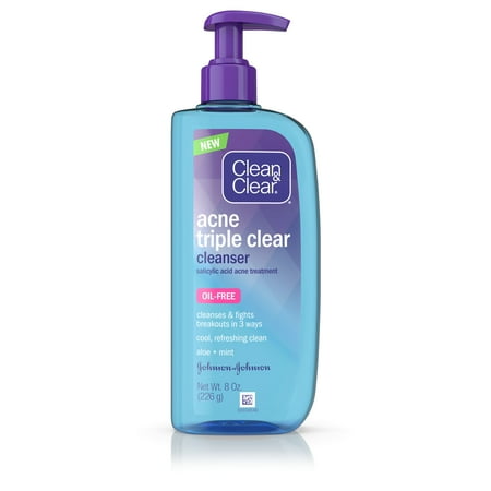 Triple Care Cleanser - Clean & Clear Acne Triple Clear Facial Cleanser, Salicylic Acid, 8 oz