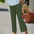 thumbnail image 4 of Stamzod Women's Clothing Summer Solid Color Elastic Waist Straight Leg Capri Pants Daily Casual Fitting Capris for Women on Clearance Army Green XXL, 4 of 7