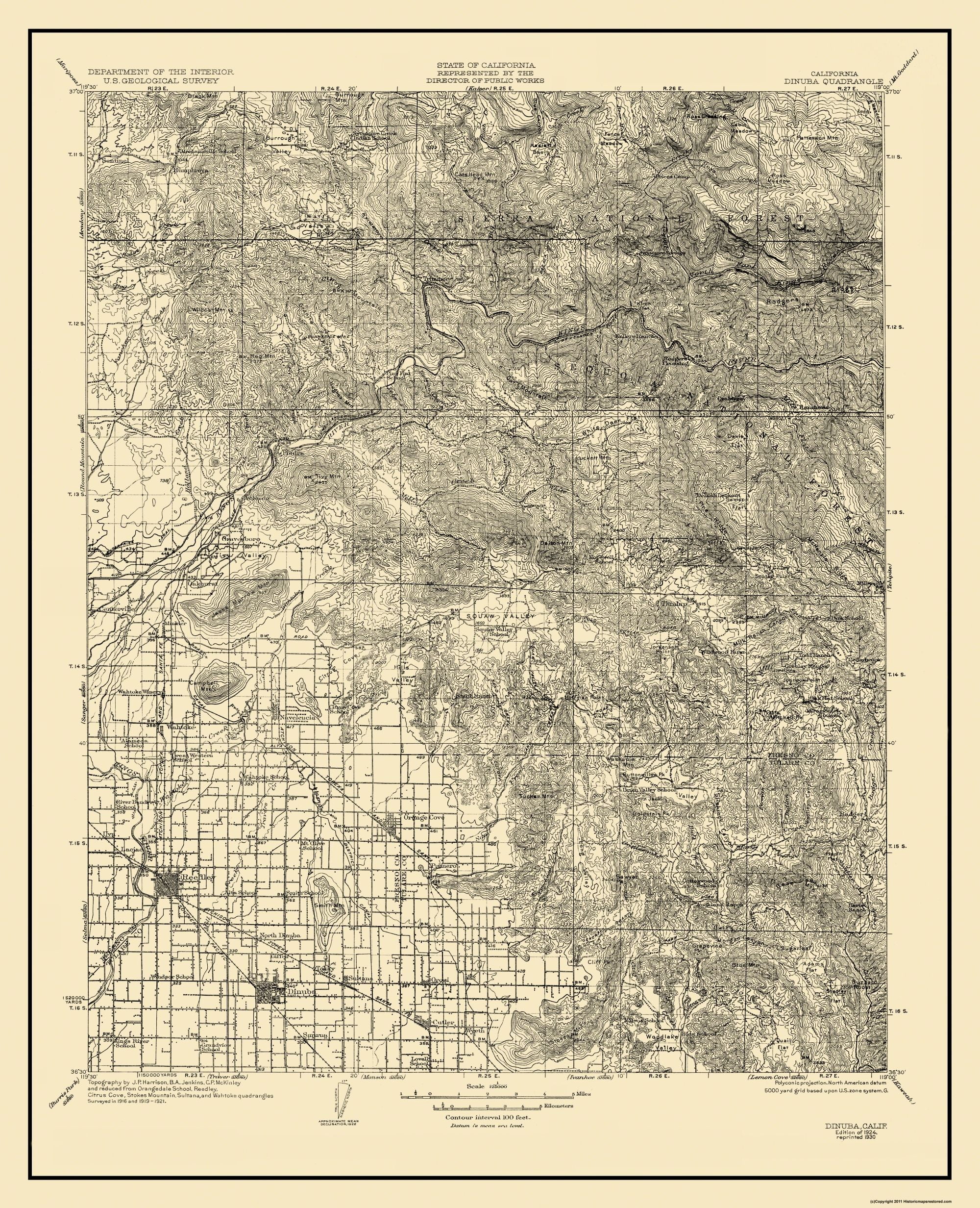 Dinuba California Quad USGS 1924 23 x 28.31