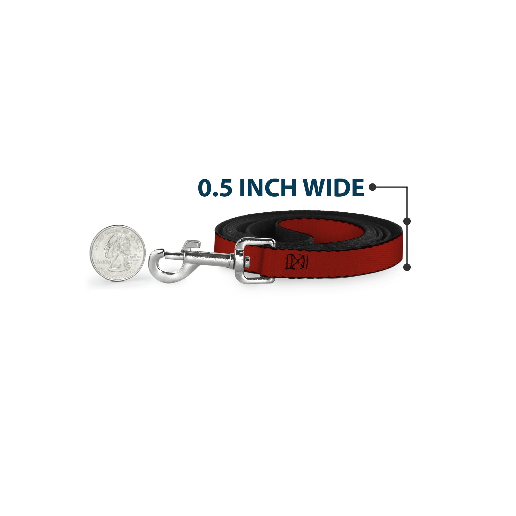 Buckle-Down Pet Leash, Dog Leash, Red Print, 6 Feet Long 1.0 Inch Wide