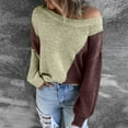 thumbnail image 2 of Fesfesfes Fall And Winter Sweater Women's Casual O-Neck Pullover Blouse Long Sleeve Color Block Tops Sweater Plus Size $10, 2 of 7