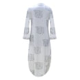 thumbnail image 4 of Summer Saving Clearance 2022! TIANEK Ladies Summer Dress Show Thin Print Long Sleeve Button Collar Carving Waist Dresses Boho Knee-Length Dress, 4 of 7