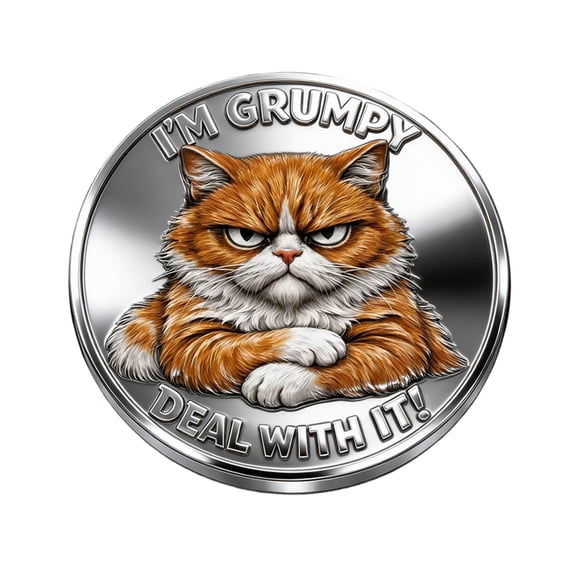 JoyMoreHome Funny Elder Cat Club Commemorative Coin, Durable Double-Sided Metal Coin, Gift for Cat Lovers