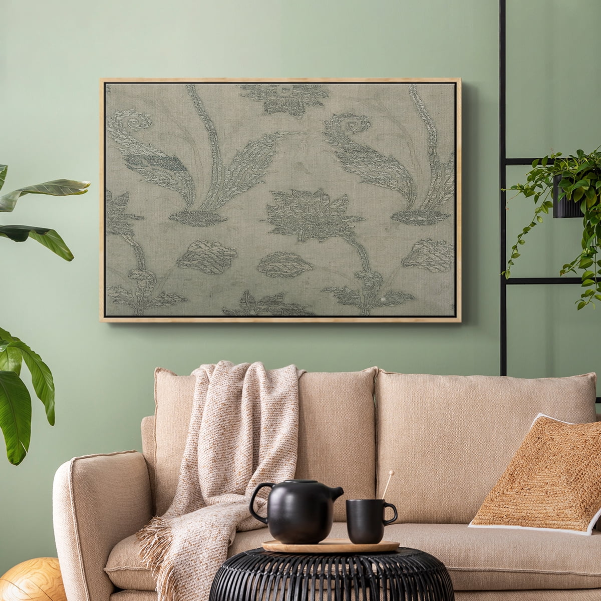 Vintage Abstract Print-XV Framed in Natural Wood Wood Gallery Wrapped Canvas 17 in. x 25 in.