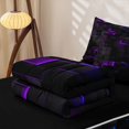 thumbnail image 5 of Erosebridal Grid Geometric Print Zipper Twin Comforter Sets with Fitted Sheet and 2 Pillowcases,Purple Blue Neon Gradient Zipper Bedding Set For Boys,Black Reversible,4-Piece, 5 of 7