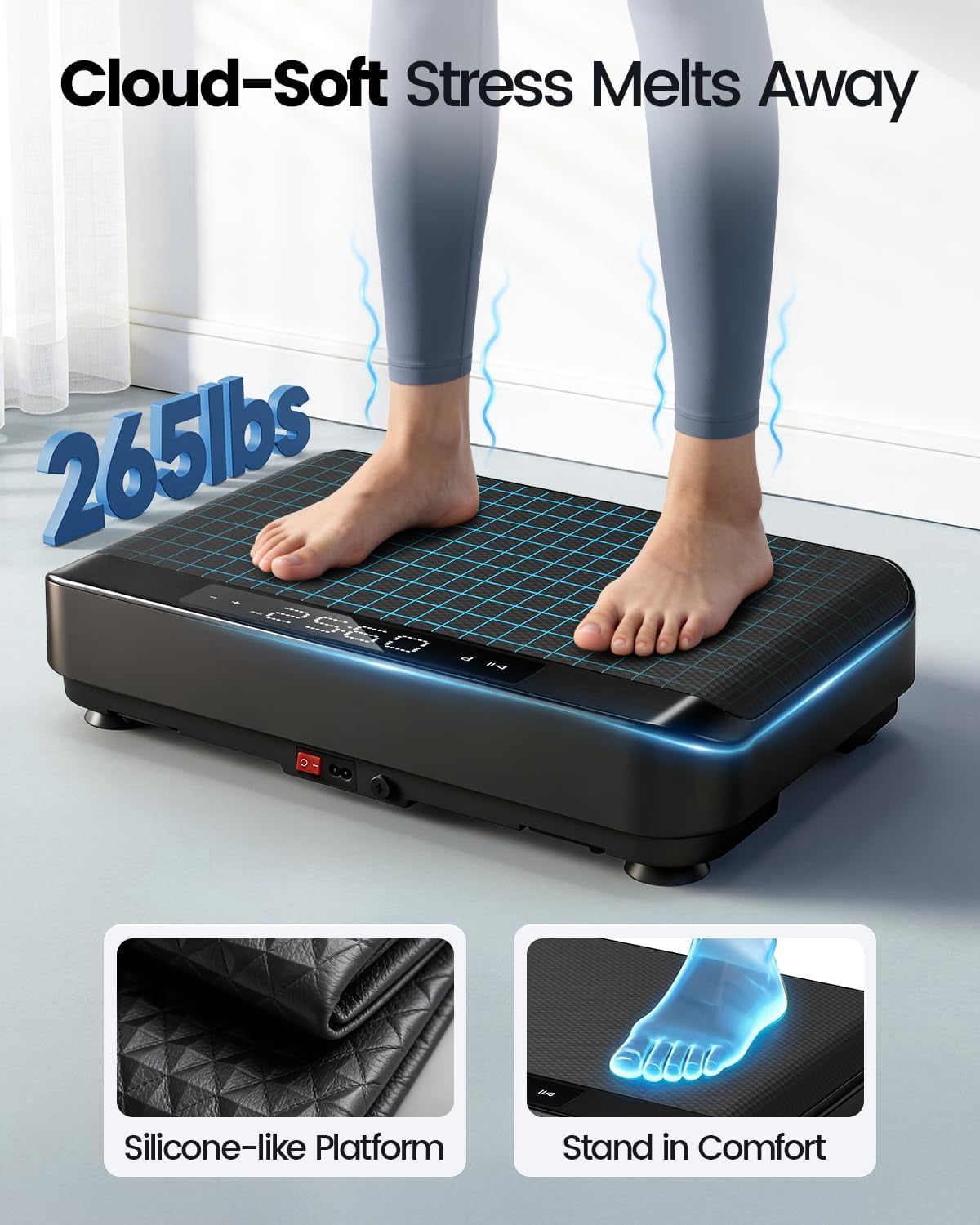 Vibration Plate Exercise Machine, Full Body Vibrating Platform for Lymphatic Drainage Weight Loss, 99 Levels Shake Plate with LED Display for Women, Black