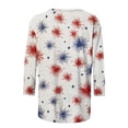 thumbnail image 5 of JTZGDY Womens Independence Day Tops Plus Size Dressy 3/4 Length Seleve American Flag Printed Crewneck Tunic Blouse Trendy Oversized Holiday Patriotic Shirts Multicolor#08 M, 5 of 6