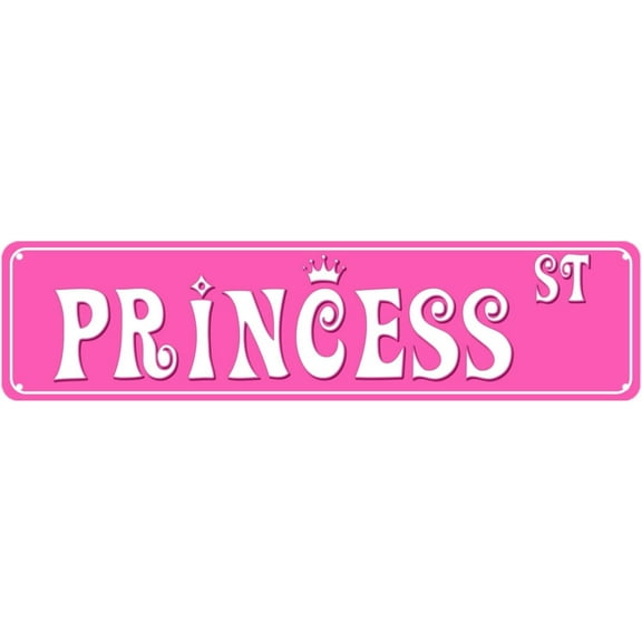 Pink Girls Room Wall Decor For Bedroom Princess Girl Sign Wall Art Street Signs Vintage Metal Tin Sign 4×16 Inches