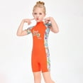 thumbnail image 1 of Becaristey Combinaison de Plongée pour Fille, Maillot de Bain Shorty, une Pièce, Col Rond, Orange G, 1 of 6