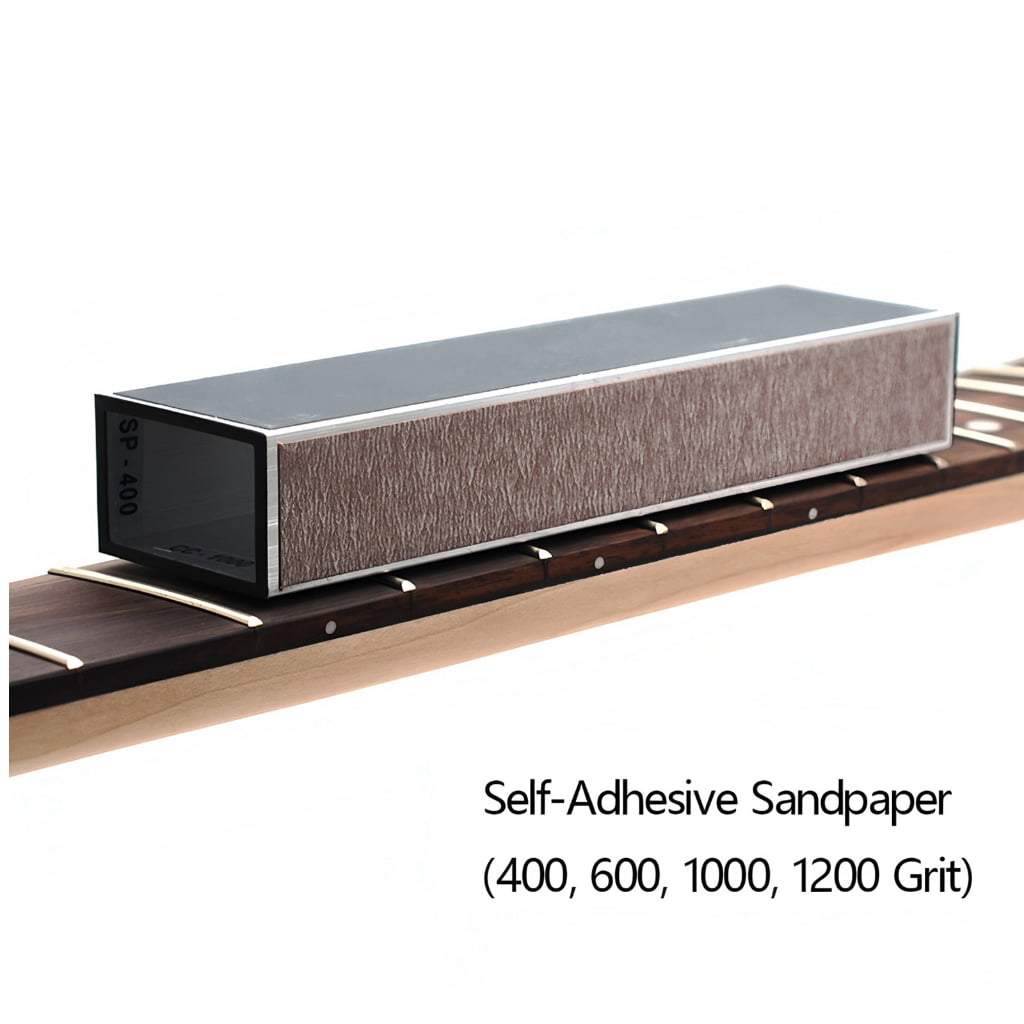 Oasiva Multifuntional Guitar Fret Leveler Beam with Sandpaper Rust Proof Metal Construction Neck Leveling Beam for Guitar