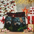 thumbnail image 6 of Rocae Realistic Style Green Fur Wolf Print Christmas Drawstring Linen Gift Bag with Drawstrings Treat Bag Goody Present Bags for Christmas Party Favor, 6 of 8