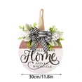 thumbnail image 3 of Wooden Welcome Wreath Round Bow Door Sign 12in – Multicolor Front Door Hanging Decor, Indoor Outdoor Wall Decoration, Rustic Home Party Ornament, 3 of 6