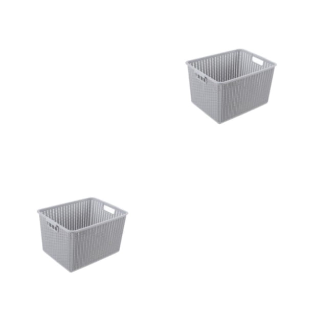 Matsuzay Caja de plástico duradera - Organizador de almacenamiento apilable para habitación o dormitorio Ahorre espacio cuando no esté en la gris S 2Conjunto