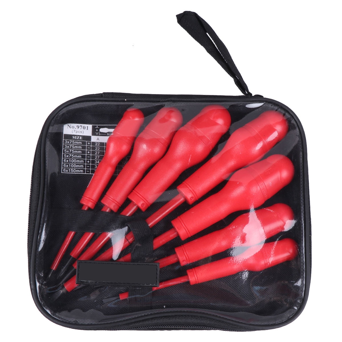 FENGGUIQU 7-Piece Manual Screwdriver Set with Ratchet Wrench Tool Kit PP Cloth Carry Bag Metal Red