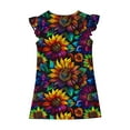 thumbnail image 6 of AUNVITO Girls Floral Print Flutter Sleeve Dress Summer Style Casual Kids' Dress, 6 of 6
