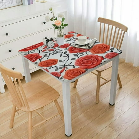 

Red Rose Tablecloths Dust Wrinkle Resistant Table Cover for Holiday Party