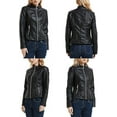 thumbnail image 3 of Women's Genuine Lambskin Leather Jacket Motorcycle Biker Leather Black Jacket W301, 3 of 4
