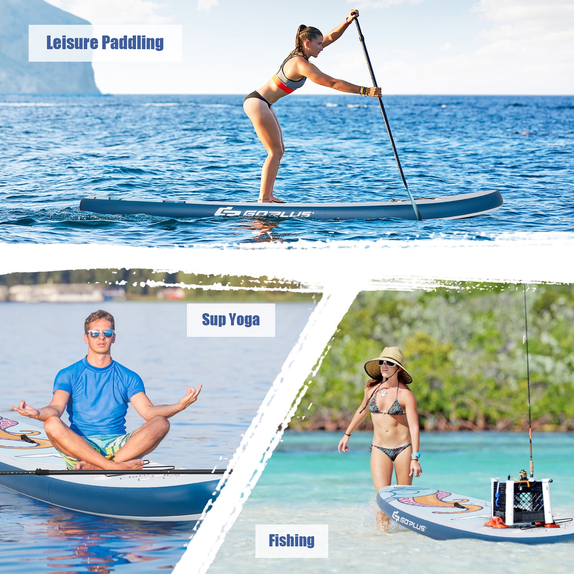 Goplus 11' Inflatable Stand Up Paddle Board Surfboard W/Aluminum Paddle Pump Blue