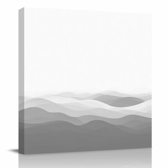 Canvas Print Wall Art Oil Paintings Abstract Minimalist Gray Ombre Picture Prints Artwork for Living Room Kitchen Bathroom Bedroom,Stretched and Framed Ready to Hang,Modern Geometric Wave Stripe
