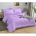 thumbnail image 4 of DNG Creations 5 Piece Ruffle Diamond Comforter All Season 550 GSM Oversized King Size - 800 Threads Count, 100% Egyptian Cotton Solid Lilac Colour, 4 of 7