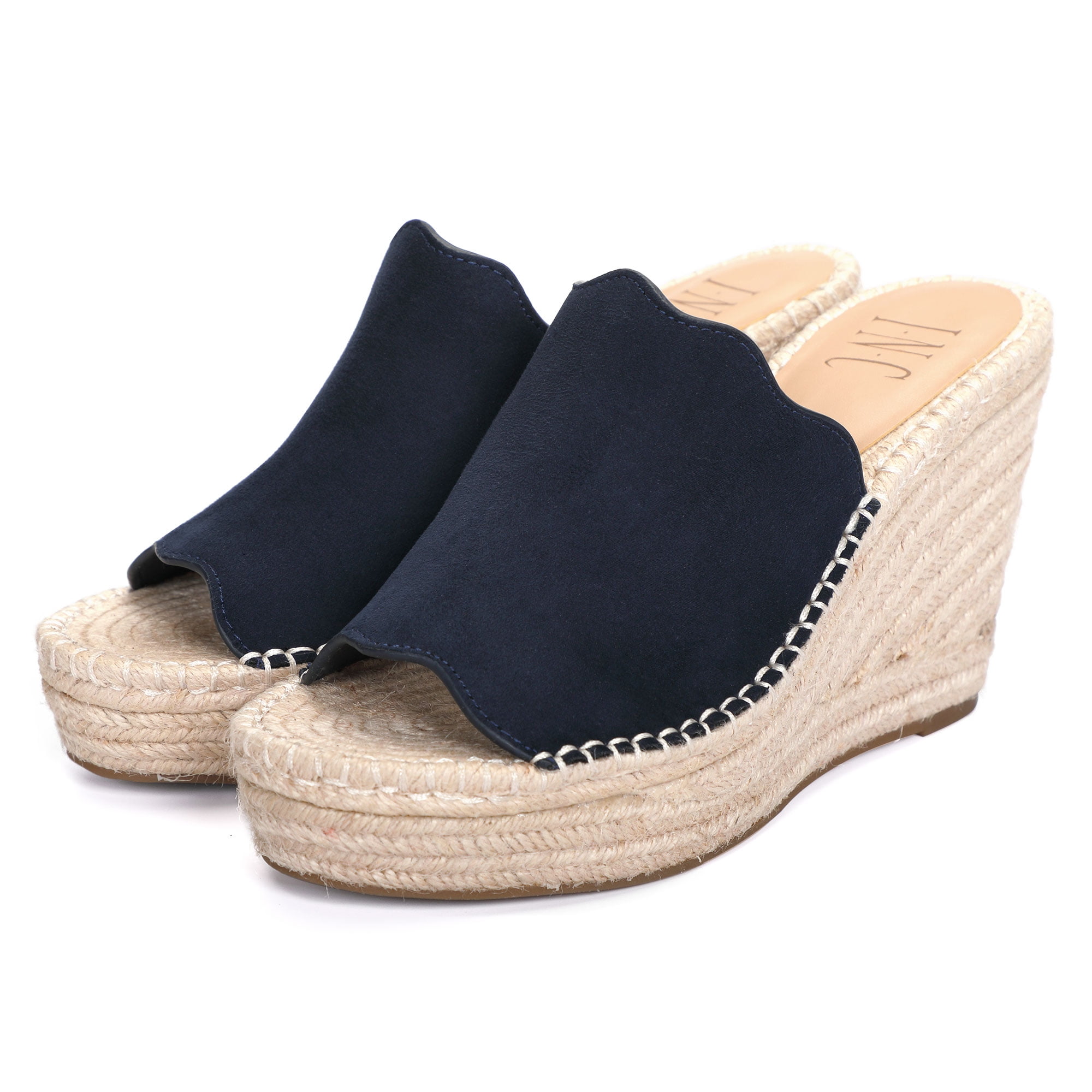 ladies navy wedge sandals