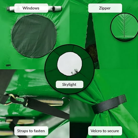 BESTSKY Trampoline Tent Waterproof Trampoline Tents Oxford with Sunscreen Coating Trampoline Tent Cover Fit for (Not Rod)-12FT Green