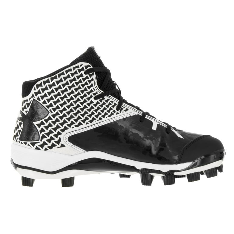 Men s Under Armour Deception Mid TPU Baseball Cleat Black White