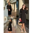 thumbnail image 6 of Oudiya Girls Long Sleeve Bow Tie Dress Causal A line Black Party Dress for Kids 4-13Y, 6 of 10