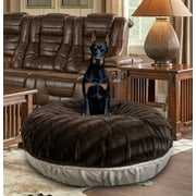 Bessie and Barnie Signature Natural Beauty / Godiva Brown Luxury Extra Plush Faux Fur Bagel Pet/ Dog Bed