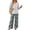 Light Gray, variant on Vintage Sunflower Sketch Print Two Piece Set for Women, 3/4 Sleeve Button Down Top & Wide Leg Pants - Boho Casual Lounge Outfit with High Waist Trousers Pink XXXL