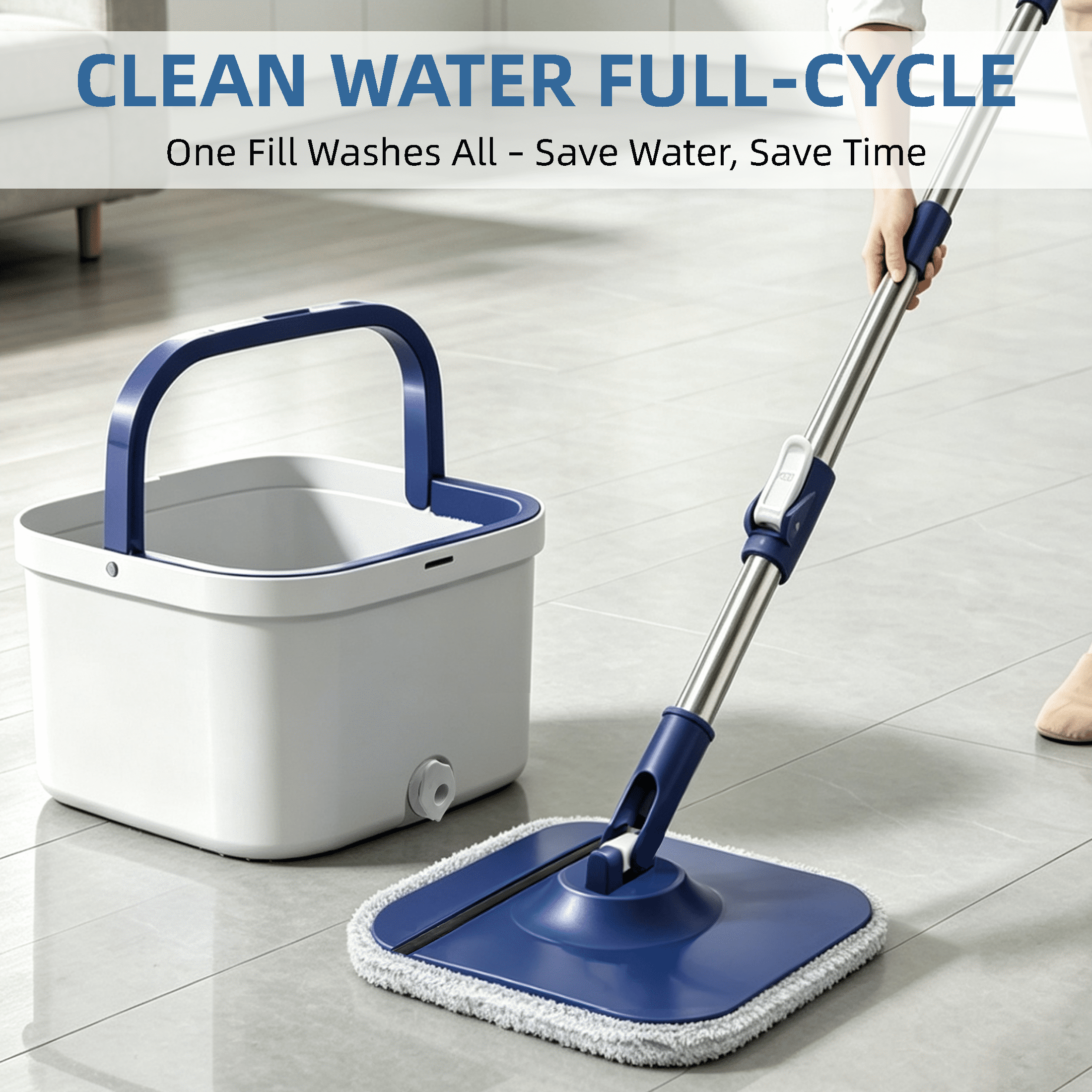 GARITIN Spin Mop and Bucket with Clean Dirty Water Separation, Microfiber Floor Mop for Hardwood Tile