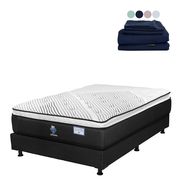 Colchón Queen Size Alaska Spring Air + Box + Sábanas Softy