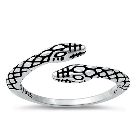 Open Two Headed Snake Viper Ring .925 Sterling Silver Band Jewelry Female Male Unisex Size 9