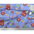 thumbnail image 3 of Soimoi Blue Cotton Duck Fabric Fruits & Peony Floral Printed Craft Fabric 1 Yard 44 Inch Wide, 3 of 3