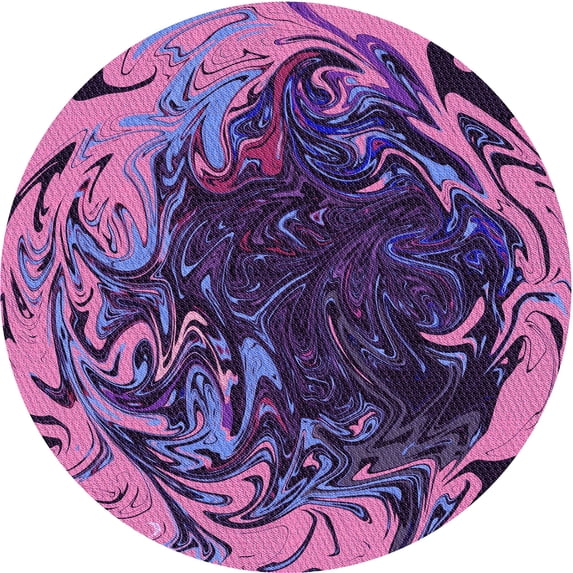 Ahgly Company Machine Washable Indoor Round Transitional Purple Area Rugs, 8' Round