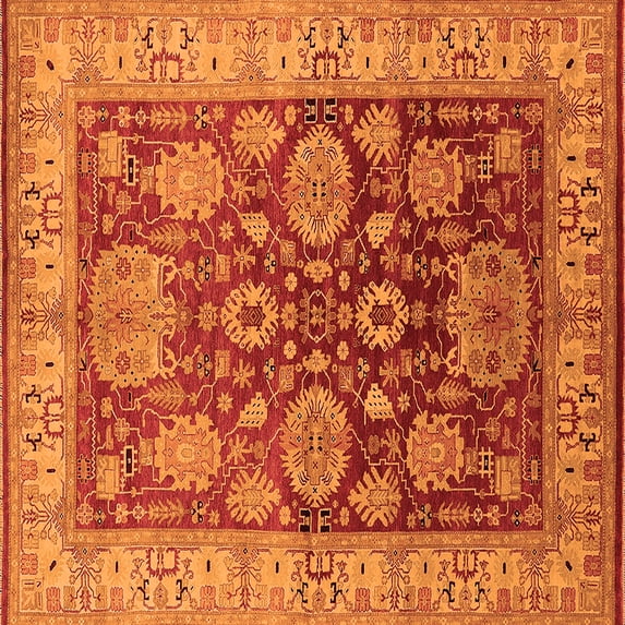 Ahgly Company Indoor Square Oriental Orange Traditional Area Rugs, 4' Square